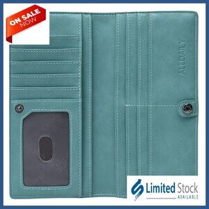 Slim RFID Blocking Wallet with 11 Card Slots & Zippered Pocket